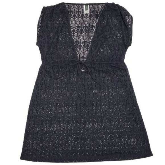 Lauren Ralph Lauren Women's Black Crochet Knit Swim Cover-Up Tunic Dress Small - Picture 2 of 11